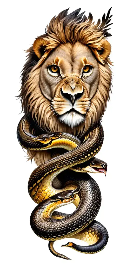 lion, wrapped tightly by a viper snake, and an owl tattoo design idea