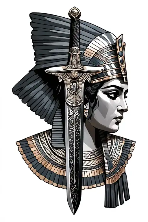 Sword to Egyptian life tattoo design idea