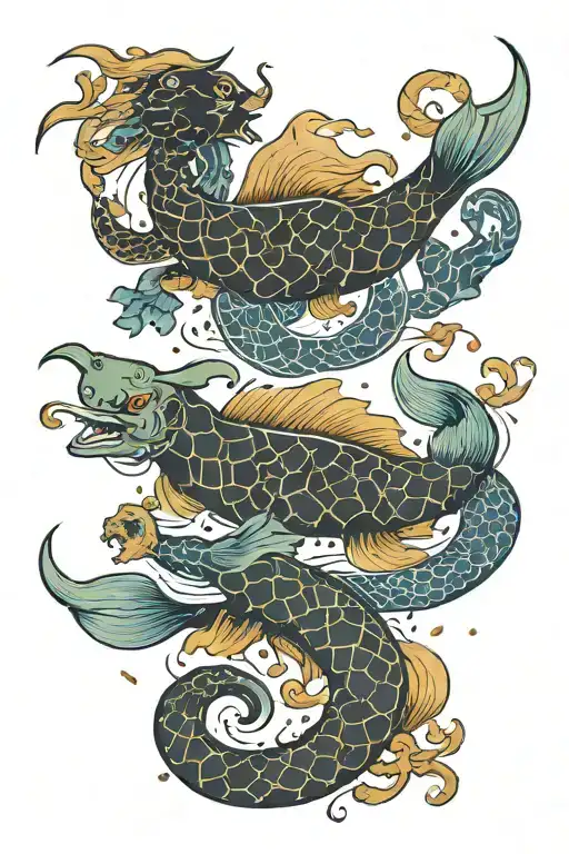 pisces and scorpio constellation merging tattoo design idea