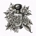 perfume tattoo design idea