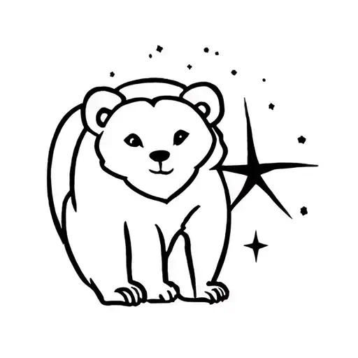 bear cub and north star tattoo design idea