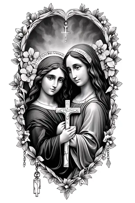 Rosary Beads with  Linda and Charlotte incorporated tattoo design idea