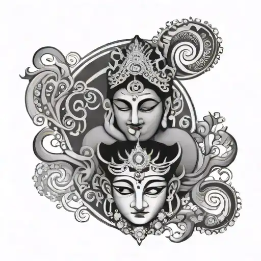 jishnu and krishna name incorporated tattoo design idea