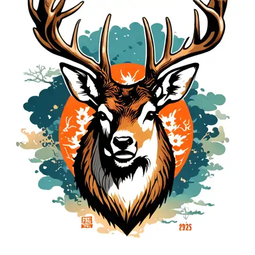 "KEVS STAG DO 2025" stag head tattoo design idea
