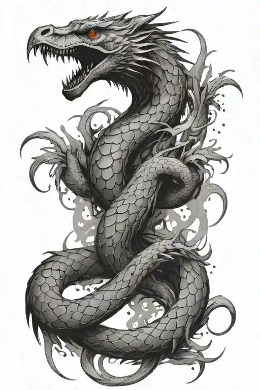 trash polka Phoenix killing snake coiled with honeycomb tattoo design idea