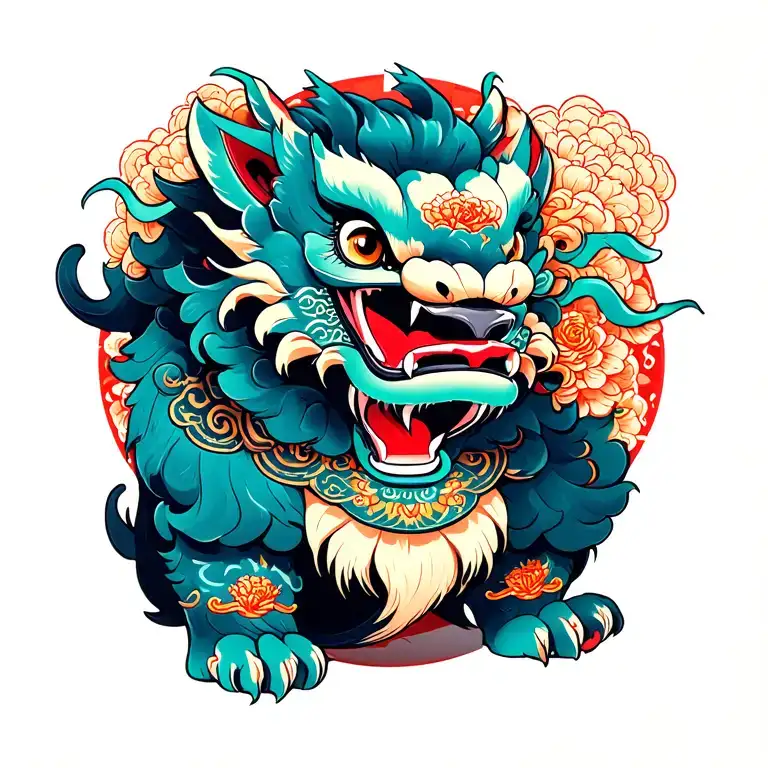 Foo dog and Byakko tattoo tattoo design idea