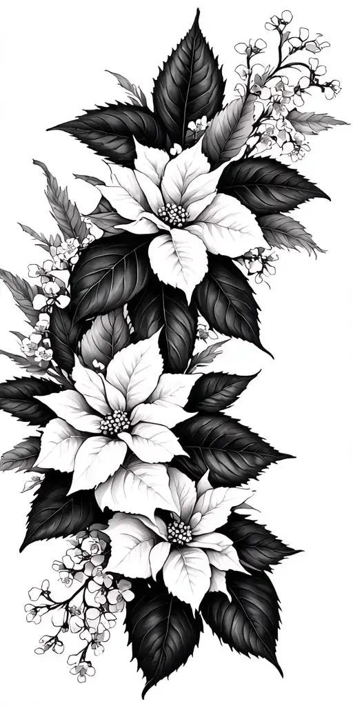 Koi poinsettia and gypsophila tattoo design idea