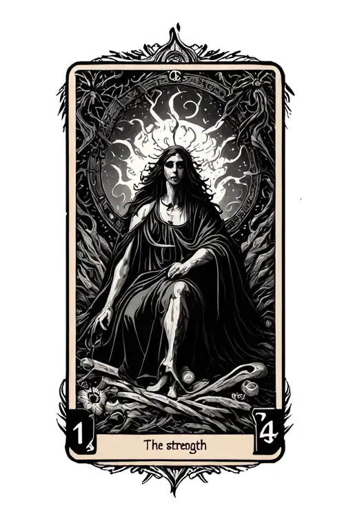 The strength tarot card spooky tattoo design idea
