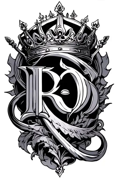 R,O,D, and crown tattoo design idea