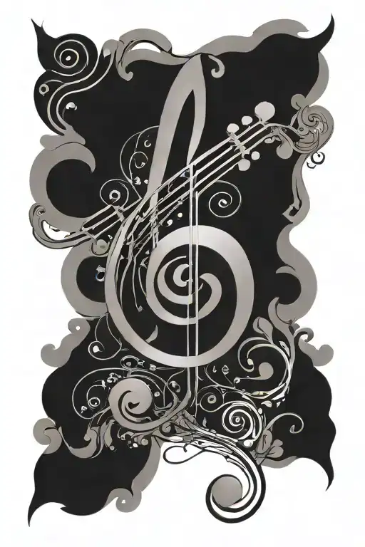 bass clef music tattoo design idea