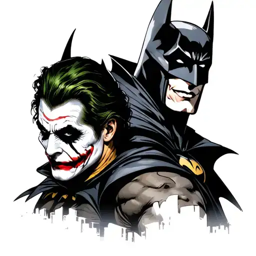 Batman and Joker in Gotham city  tattoo design idea