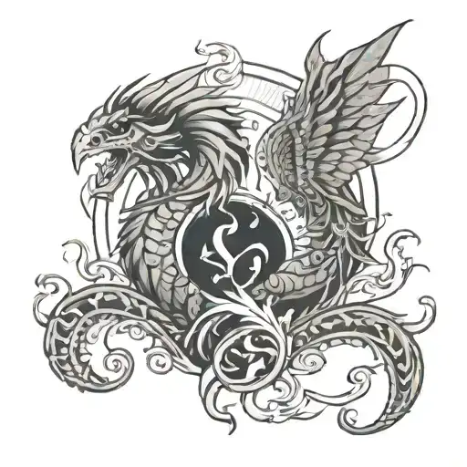 scorpio and Phoenix rising tattoo design idea