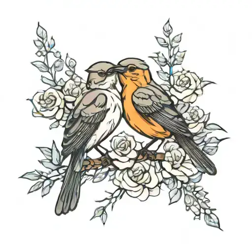 two nightingale perched tattoo design idea