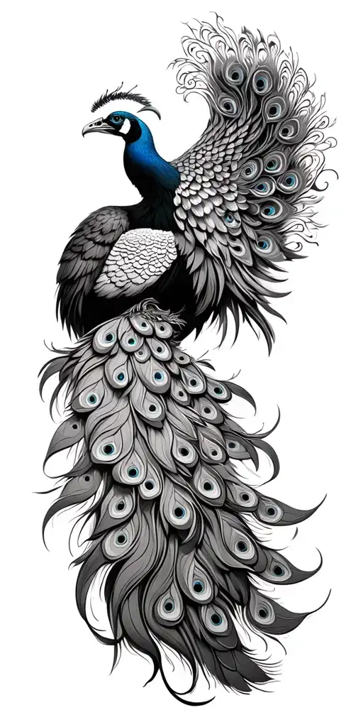 peacock with zeus tattoo design idea