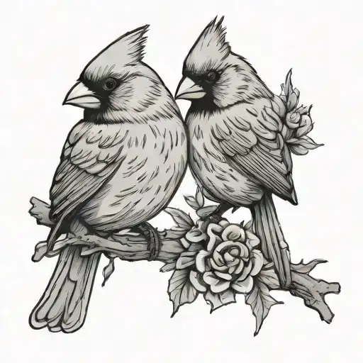 two cardinals tattoo design idea