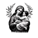 virgin mary holding baby jesus tattoo design idea