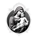 virgin mary holding baby jesus tattoo design idea