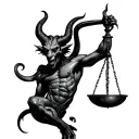 devil holding scale tattoo design idea