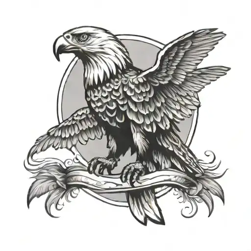 soaring eagle and weasel tattoo design idea