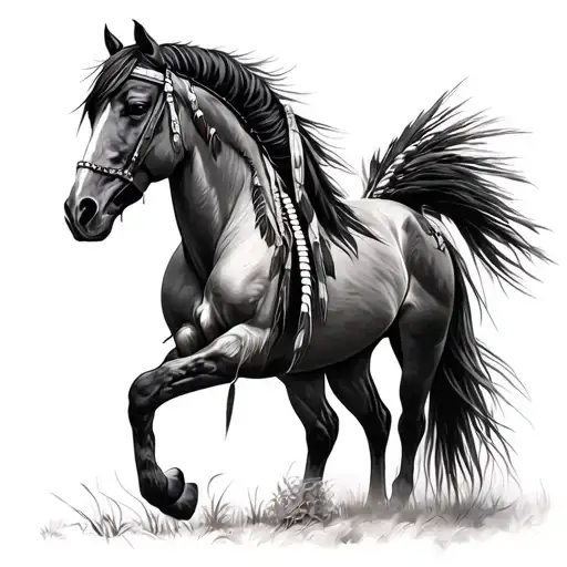 Native American war horse tattoo design idea