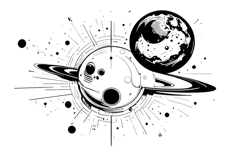 surrealism space tattoo design idea