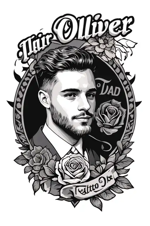 Dad tattoo for son named Oliver tattoo design idea