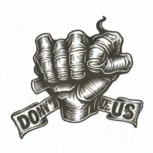 Text: "Don't Cross Us" in strong, bold lettering.Symbol: A clenched fist or hand forming a fist, symbolizing power, res tattoo design idea