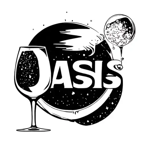 A tattoo that represents "supernova champagne" of Oasis in a minimalist way, in black and white tattoo design idea