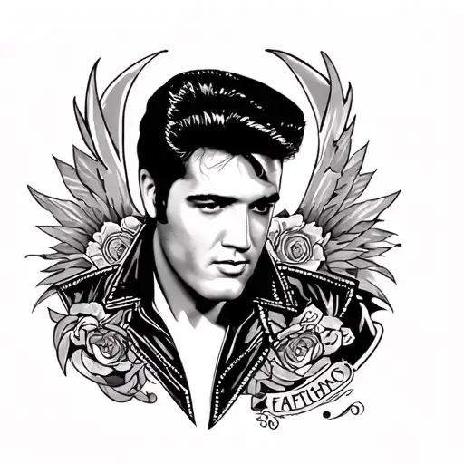 Elvis Presley inspired tattoo blending rock 'n' roll vibes with classic tattoo motifs tattoo design idea