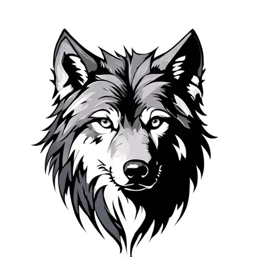 shadow wolf silhouette tattoo design idea