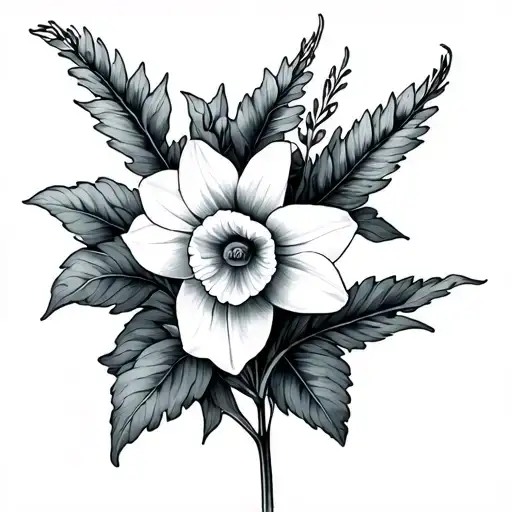 Larkspur And Narcissus tattoo design idea