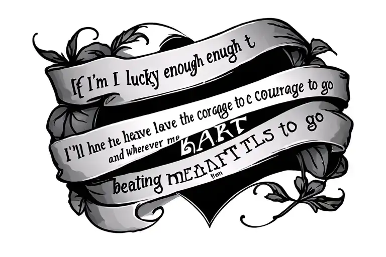  the lyrics if I'm lucky enough, I'll have the courage to leave and go wherever my beating heart tells me to go tattoo design idea