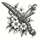full arm sleeve with praying mantis with small jumping spider surrounded by flowers tattoo design idea