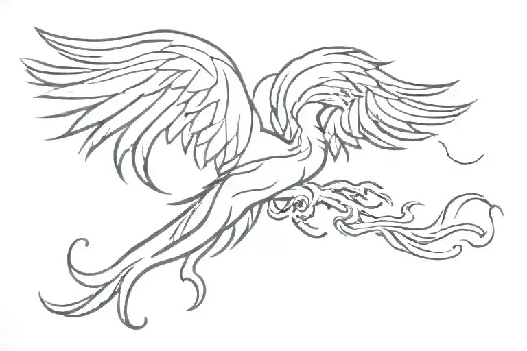 phoenix wings spread tattoo design idea