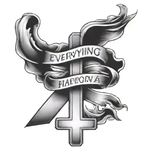Everything happens for a reason cross tattoo design idea