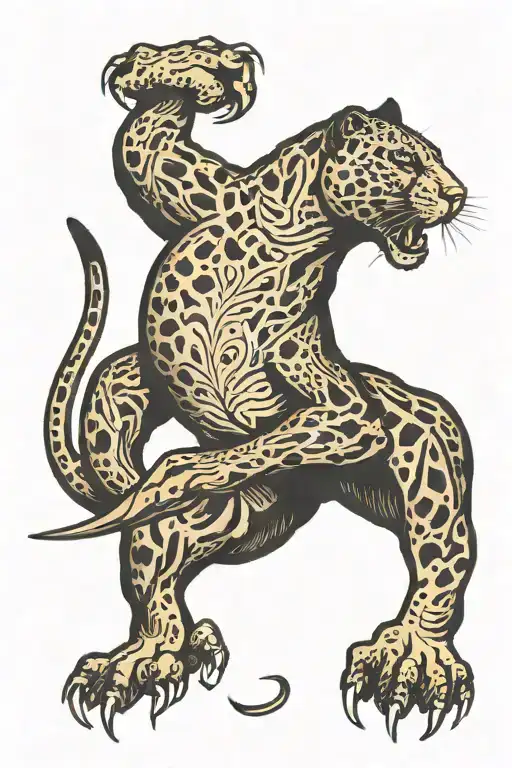 Panther full body climbing down tattoo design idea