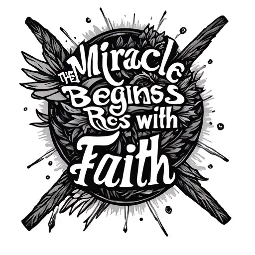 The miracle begins with faith tattoo design idea