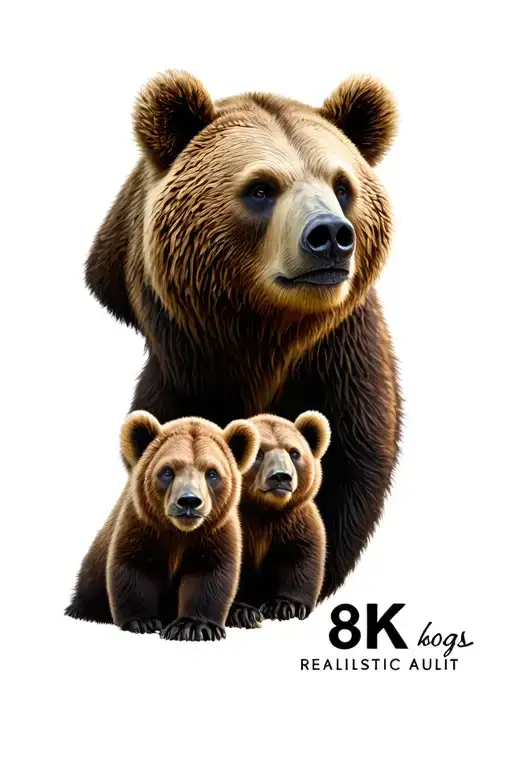 bear and 3 cubs face only tattoo design idea