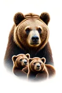 bear and 3 cubs face only tattoo design idea