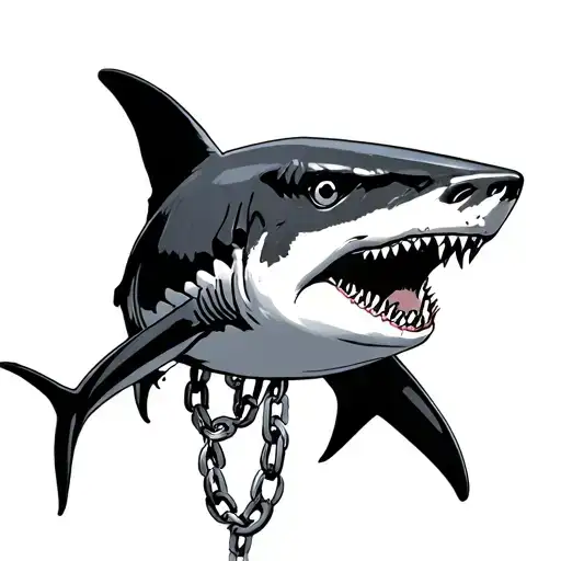 shark. chain and anchor connected tattoo design idea