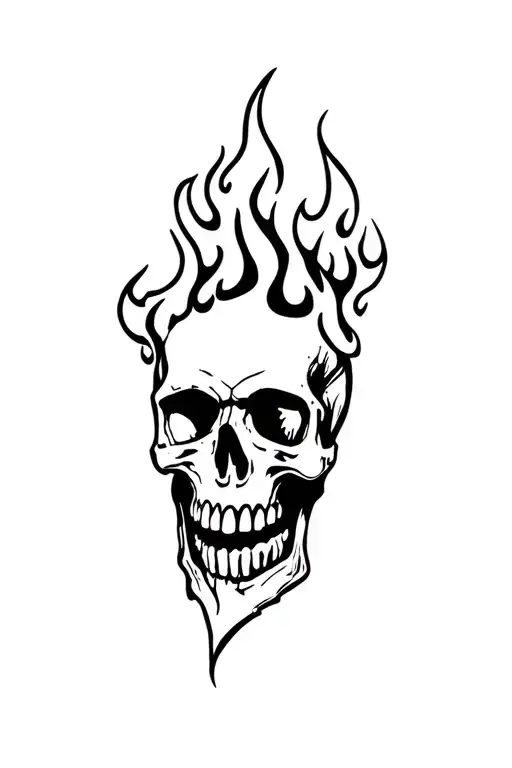Skull in Fire tattoo design idea