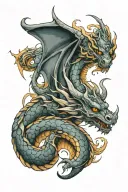 Soft edges smoky edges Libra dragon wrapped around my arm tattoo design idea