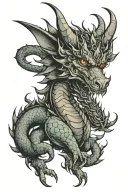 Soft edges smoky edges Libra dragon wrapped around my arm tattoo design idea
