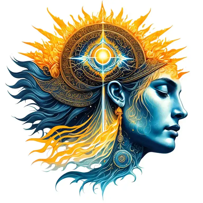 western hermetic kundalini energy rising tattoo design idea