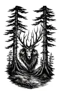 leshy forest scene tattoo design idea