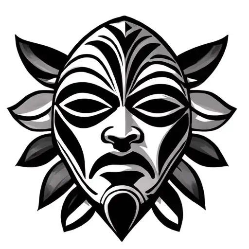 African tribal mask tattoo design idea