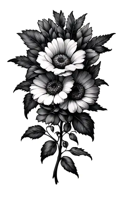 birth month flowers intertwined March August October December tattoo design idea