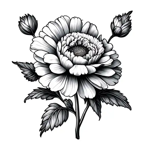 marigold and carnation flower tattoo design idea