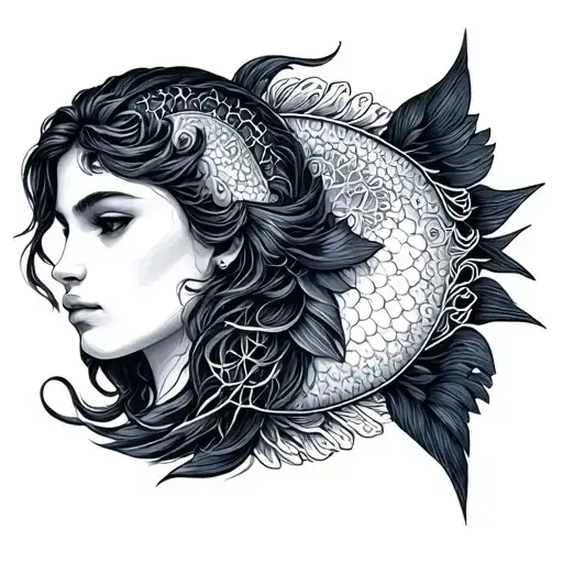 Virgo and Pisces zodiac tattoo tattoo design idea