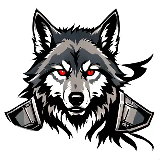 Wolf With Red Eyes On Armor Tattoo  tattoo design idea
